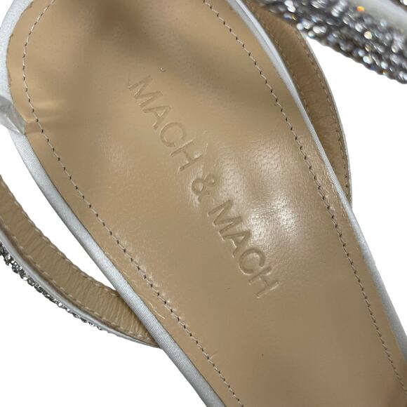 Mach & Mach Double Strap Square Toe Bow Sandals Satin White Size 42 - Picture 12 of 12